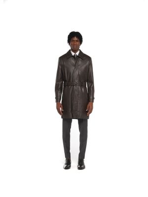 Overcoat de couro - Café