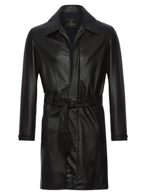 Overcoat de couro - Preto