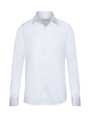 Camisa Social Quadriculada Fio 100 - Branca