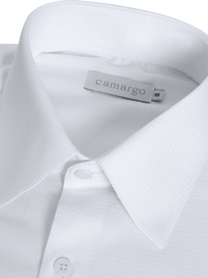 Camisa Social Quadriculada Fio 100 - Branca