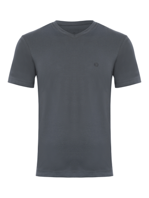 Camiseta Pima Gola V - Cinza