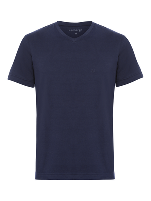 Camiseta Pima Gola V - Marinho
