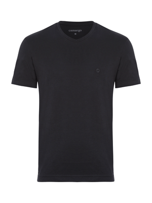 Camiseta Pima Gola V - Preto