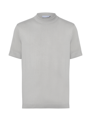 T-shirt de tricot gola alta bege