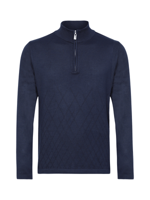 Pullover gola alta com zíper Marinho