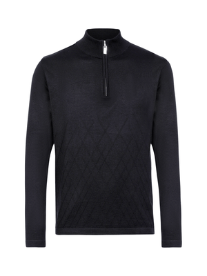 Pullover gola alta com zíper Preto