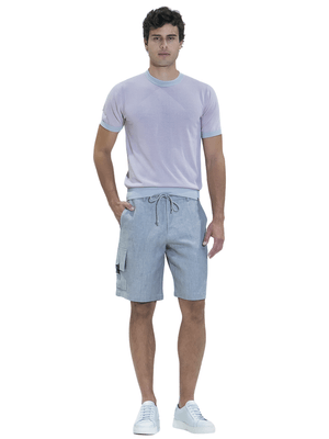 Camiseta Gola Careca Listras - Rosa Claro