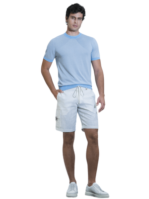 Camiseta Gola Careca Listras - Azul