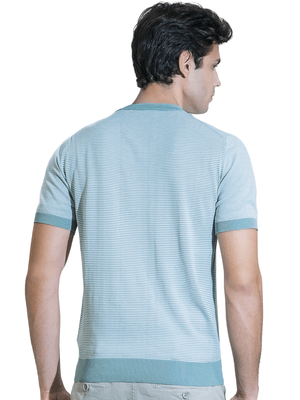 Camiseta Gola Careca Listras - Verde