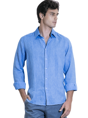 Camisa De Linho Clássica - Azul Claro
