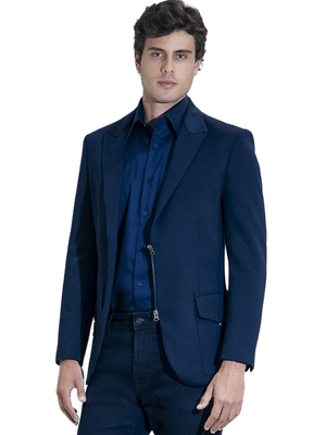 Blazer de malha bolso com argola Marinho