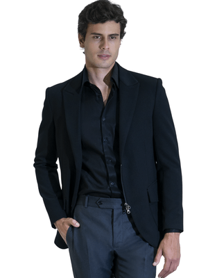 Blazer de malha bolso com argola Preto