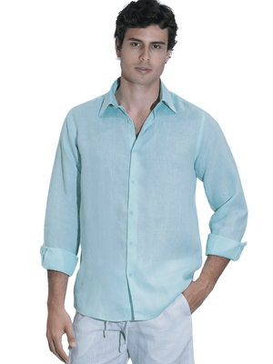 Camisa De Linho Clássica - Verde Claro