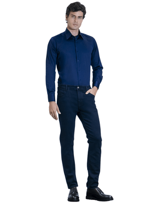 Camisa Social com Elastano - Marinho