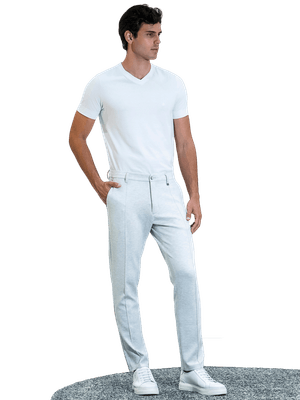 Calça de malha mescla Cinza claro