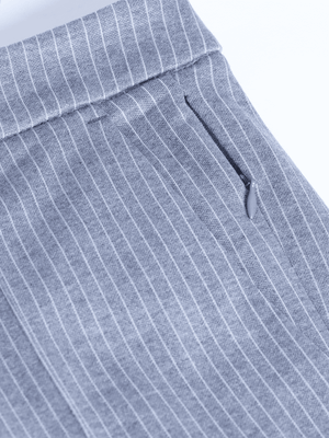 Calça de Malha Risca de Giz - Azul Claro