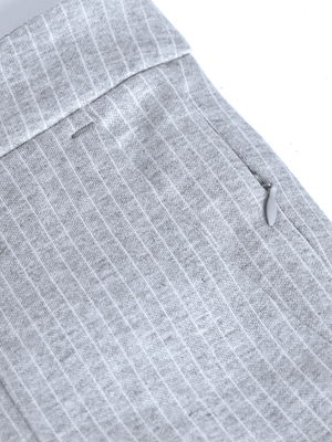 Calça de Malha Risca de Giz - Cinza Claro