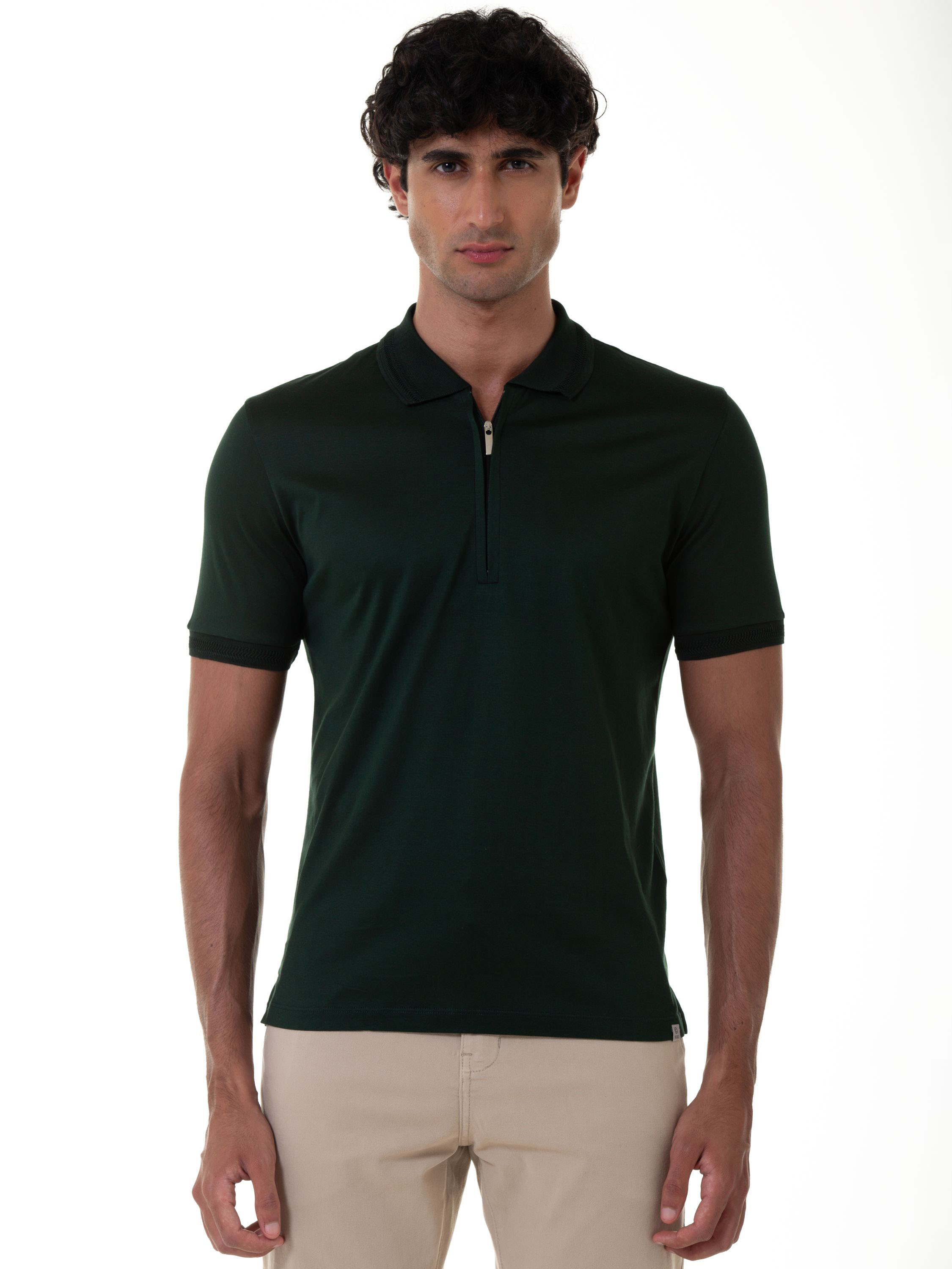 endlessmade poloシャツ Polo Zíper Fio Escócia - Verde Musgo - Camargo Alfaiataria