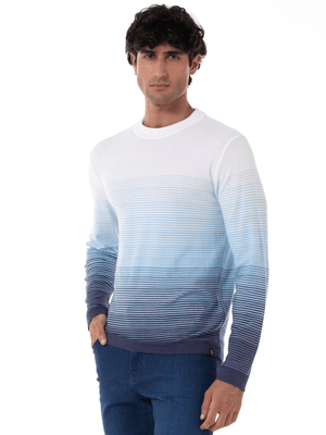 Blusa De Tricot Degradê Manga Longa - Azul