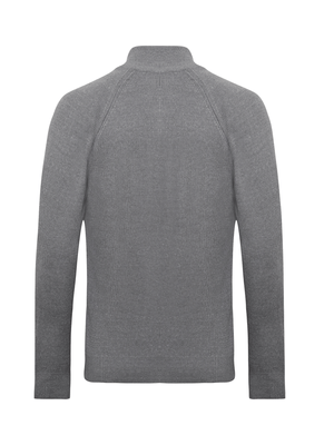 Casaco de tricot raglan com zíper - Cinza
